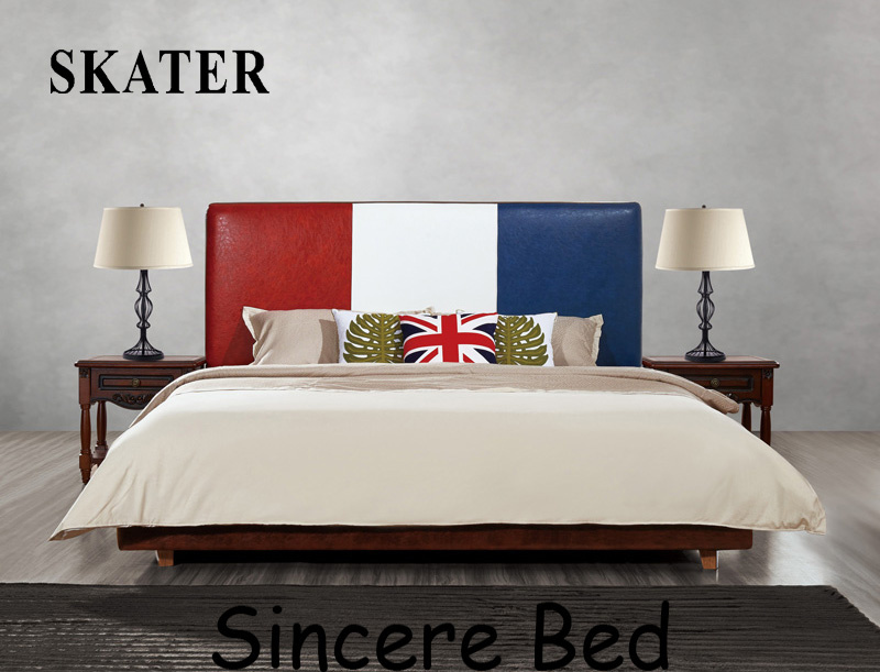 Modern American Style Fabric Bed Leather Bed