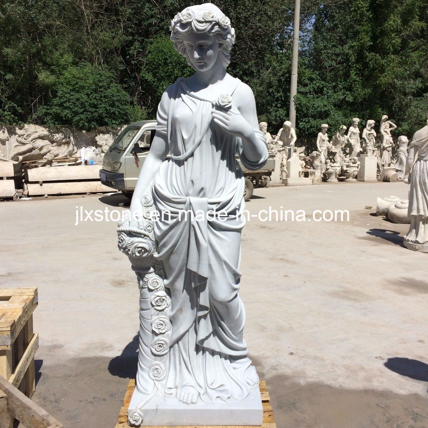 Chinese White Marble Carved The Godness of The Four Seasons Statues