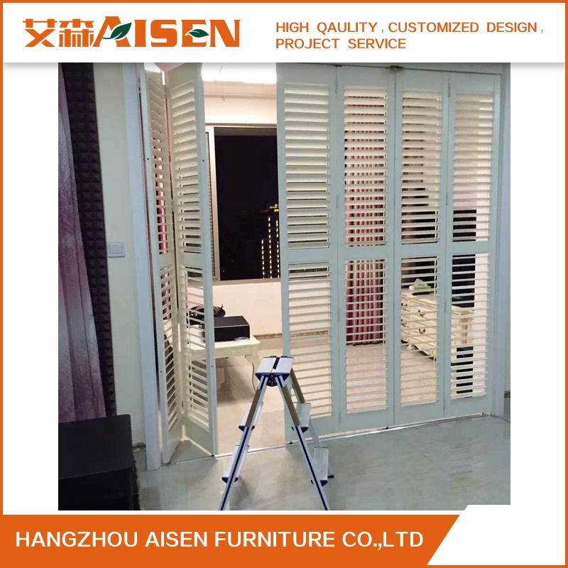 Custom White Wooden Plantation Shutter Louvers for House