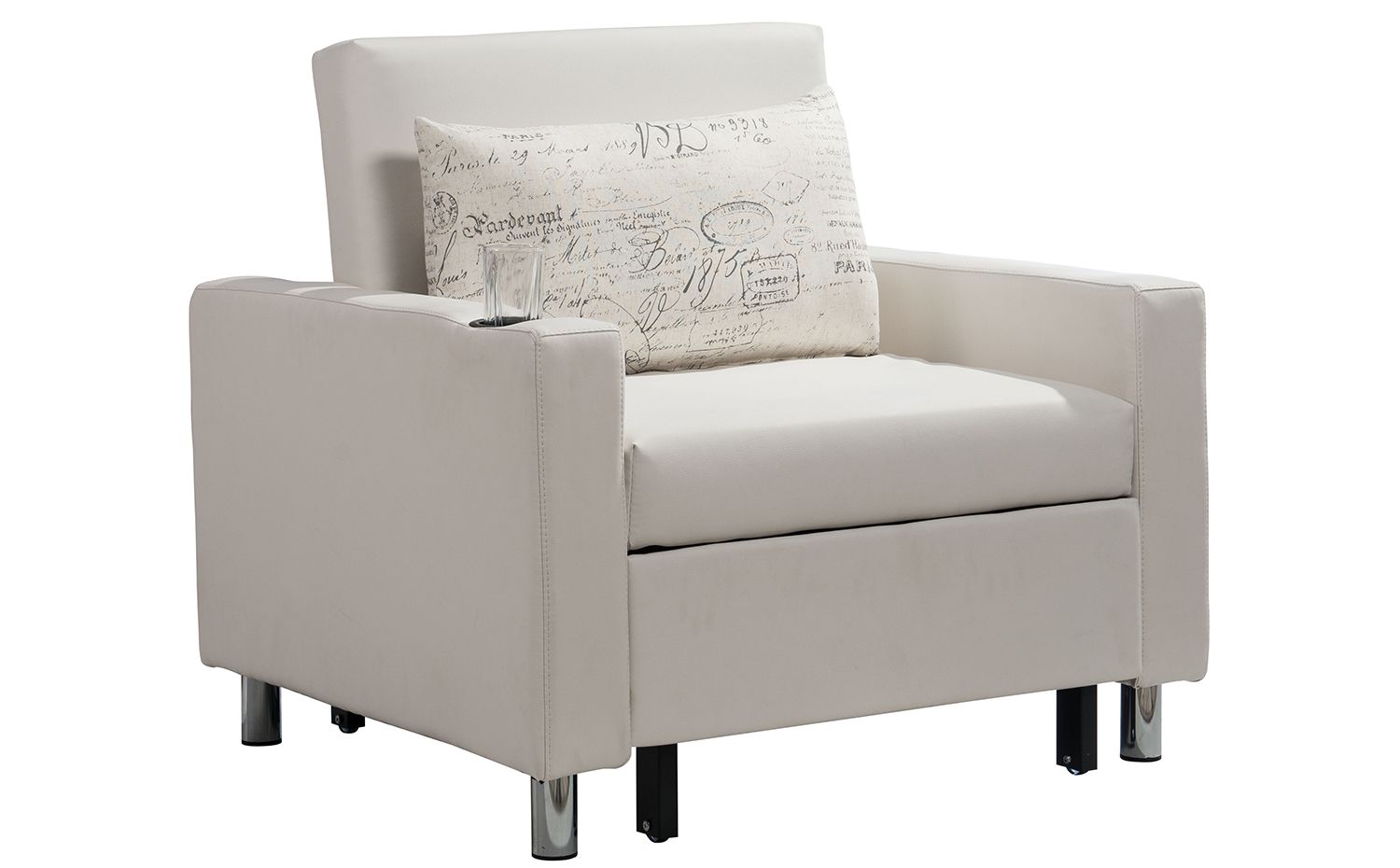 PU Single Sofa Bed with a Cup Support Function