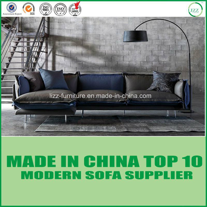Modular Leather Corner Loveseats Wooden Sofa for Living Room
