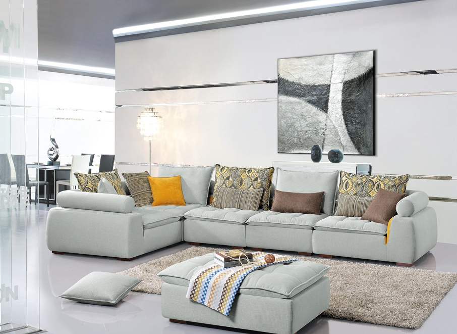 Living Room Furniture Popular 3 Seater Fabric Corner Sofa