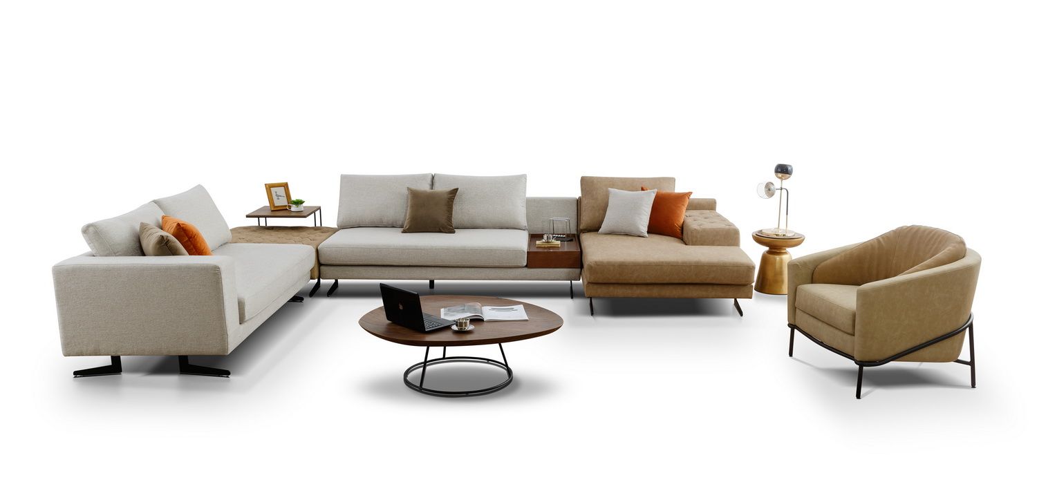 Fashionable New Style Leisure Hotel Metal Leg PU Home Sofa