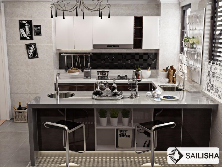 Holland Modern Home Hotel Furniture Island Wood Kitchen Cabinet