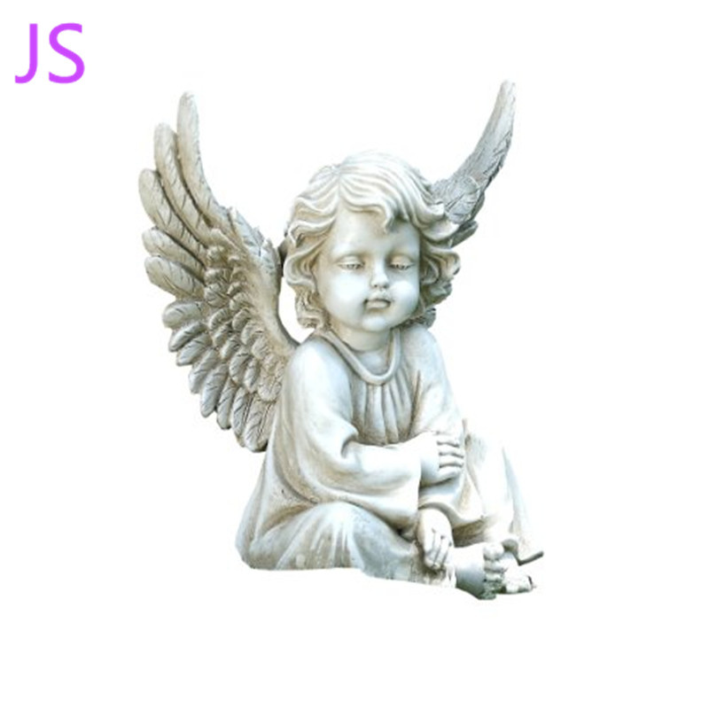 Hand-Carved Lovely White Marble Stone Angel Cute Angel Carving Sculpture