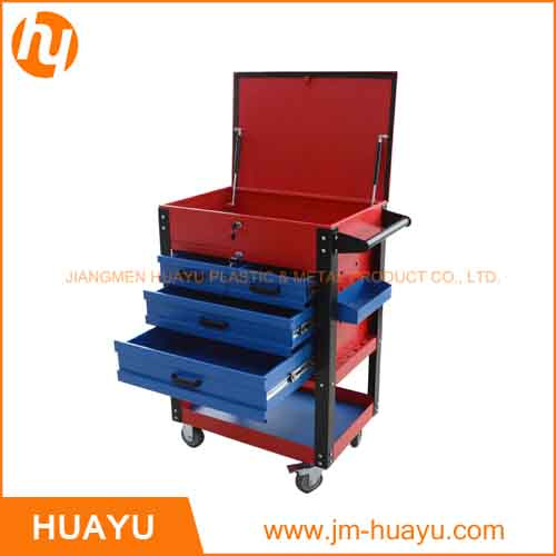 550 Lbs Sheet Metal Red & Blue Heavy Duty Rolling Tool Cabinet with 5 Lock Drawers