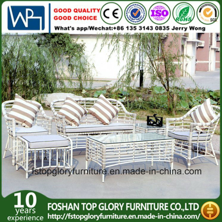 Rattan Aluminum Frame White Color Sectional Sofa Outdoor Garden Furniture (TG-006)
