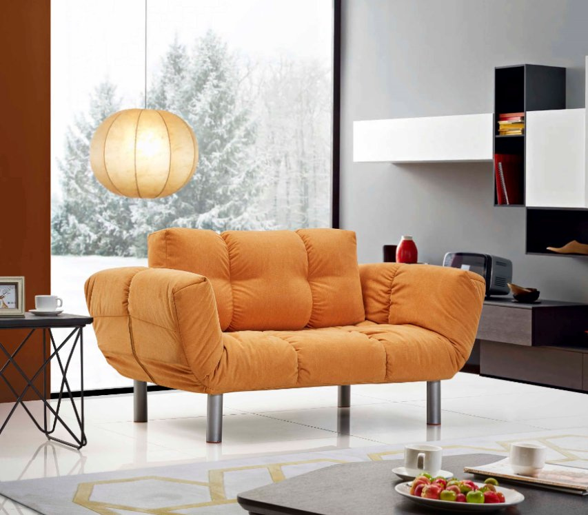 Comfy Sofa Also a Bed as Hotel Living Room