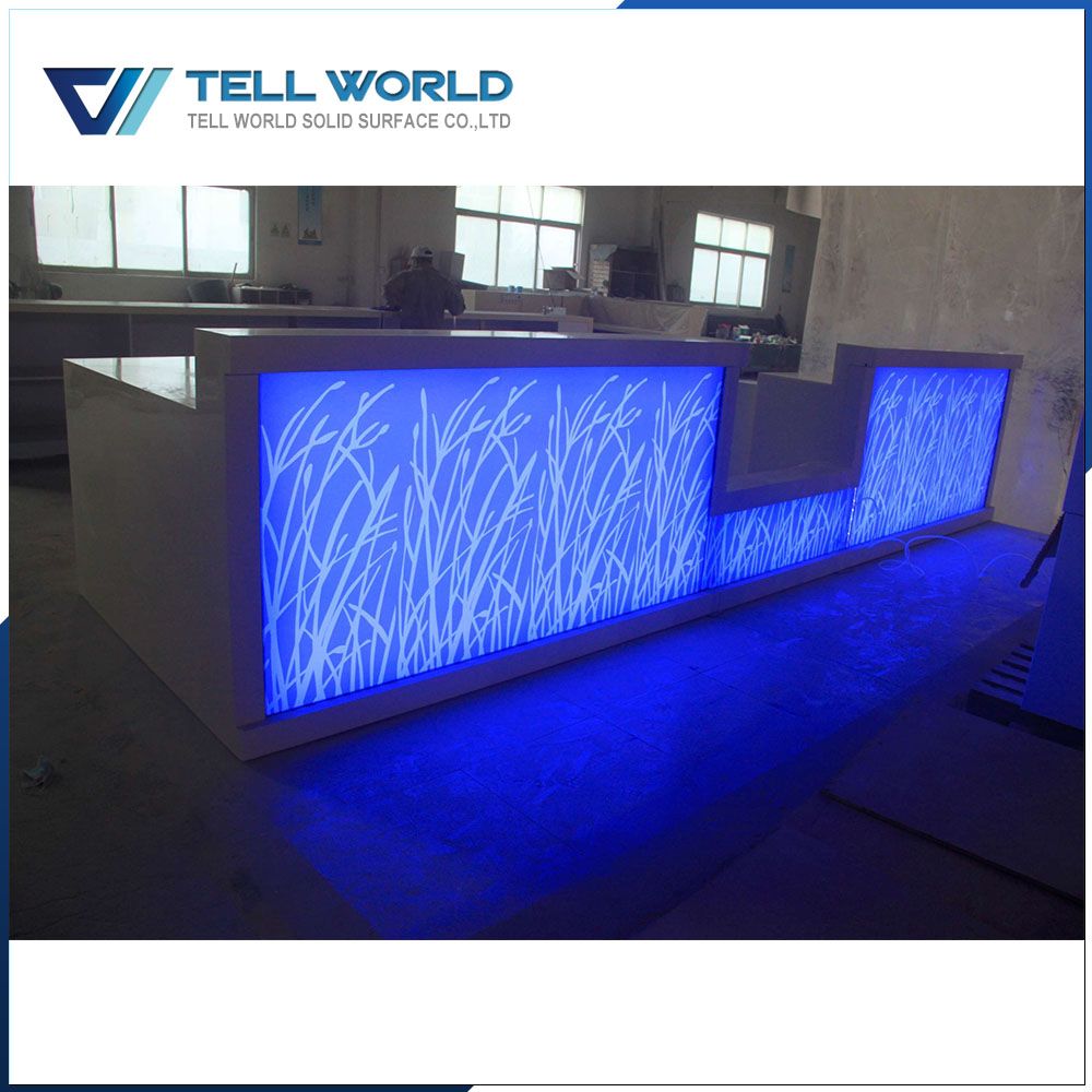 Translucent Stone Corian Commerical LED Lighted Bar Counter
