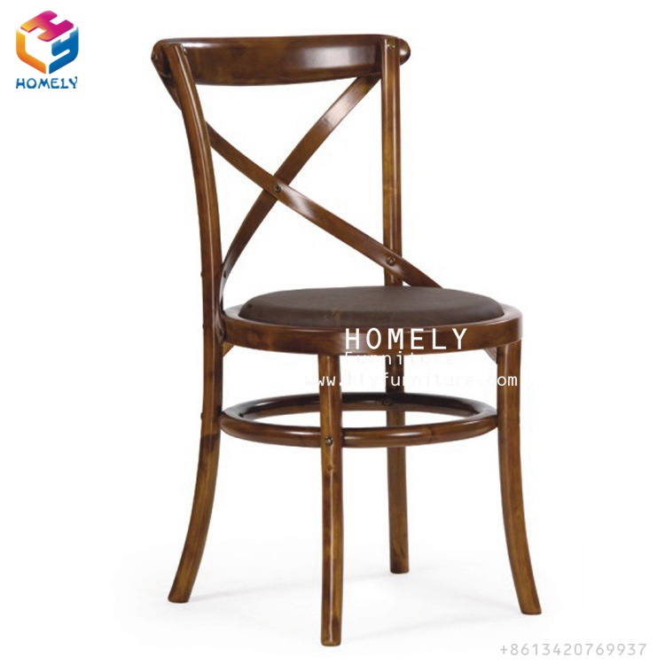 China Supplier Hotel Restaurant Wood Cross Back Chair Used Chair