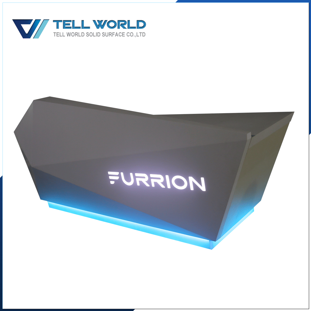 Small Acrylic Solid Surface Office Reception Desk