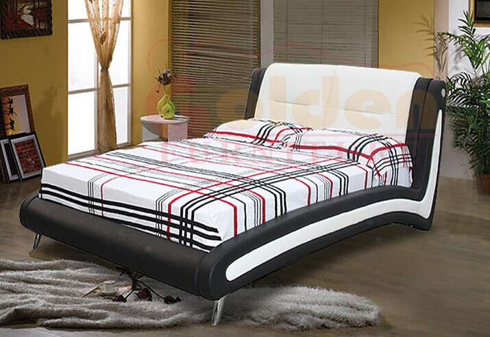 2014 Modern Cream Good Quality Leather Beds with Crystal