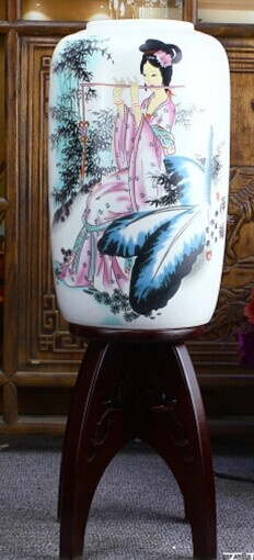 Antique Painted Porcelain Desk Lamp La-84