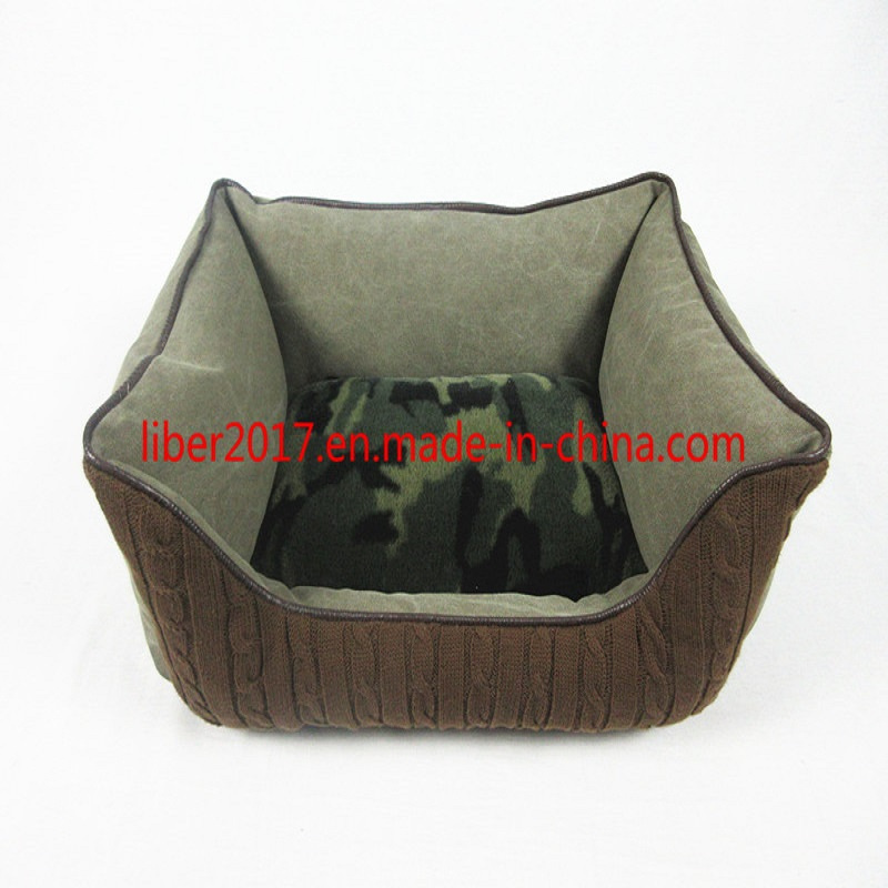 2018 New Sweater Fabric Customized Brown Square Pet Bed Cushion Mat Puppy Pads OEM SGS Soft Cat Dog Sleeping Bed