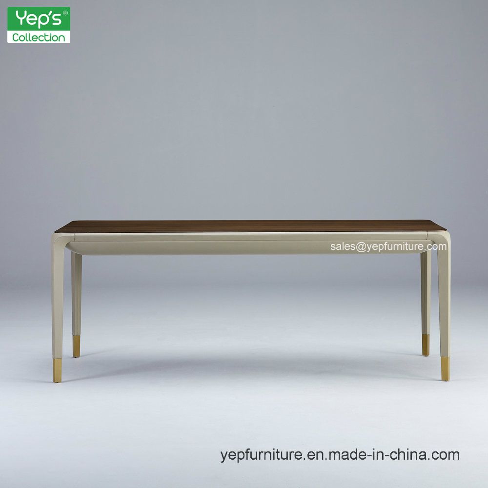 Modern Microfiber Leather Dining Table with Metal Legs (T9179)