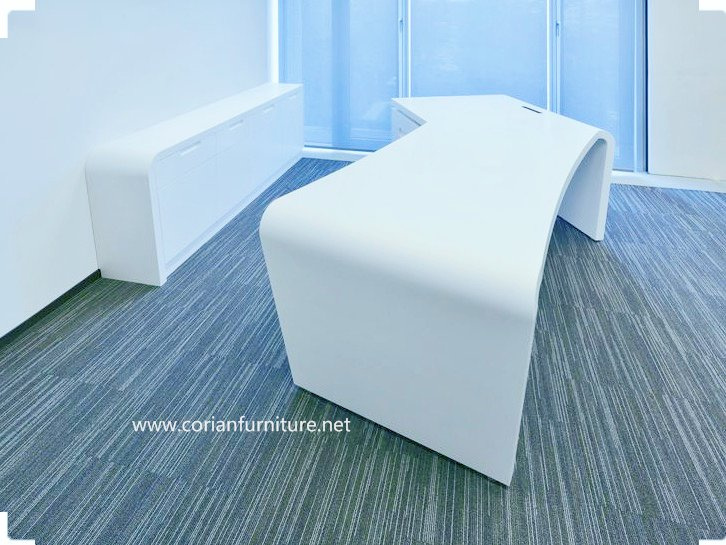 Acrylic Solid Surface Glacier White Office Executive Desk