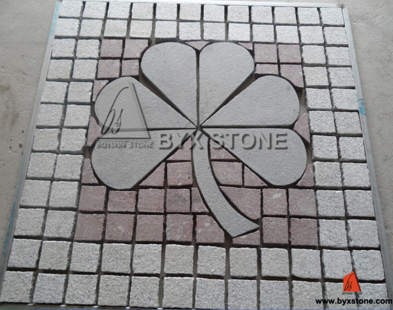 Clover Shape Natural Granite Paving Cobblestone for Outdoor Decoration