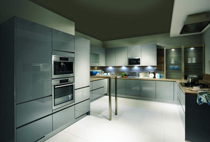 High Gloss Grey Color Kitchen Cabinets for Sale (GLOE202)