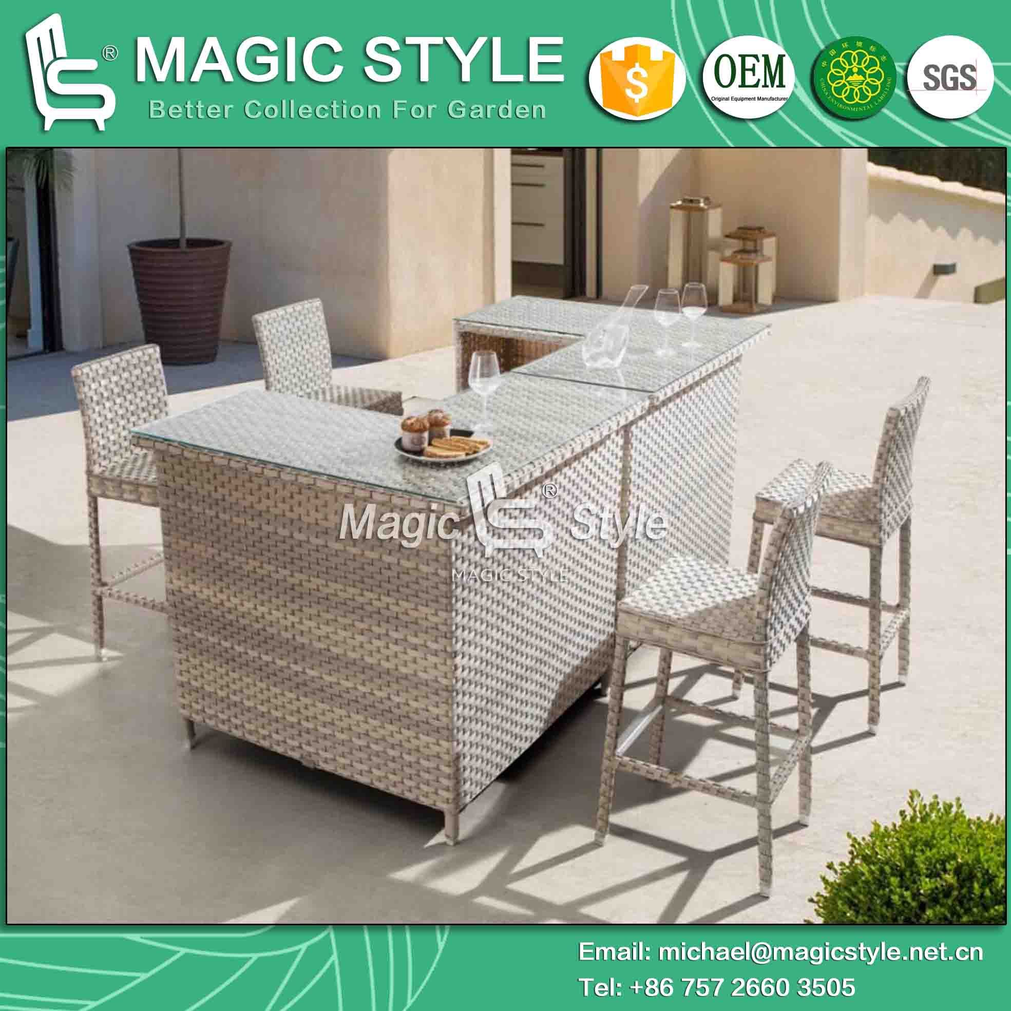 Rattan Wicker Bar Set Outdoor Wicker Bar Stool Garden Rattan Bar Table Patio Wicker Bar Chair Club Bar Set