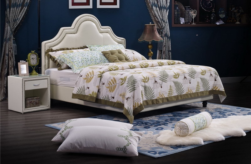 Foshan Home Furniture Unique Wooden Frame King Double Leather Bed
