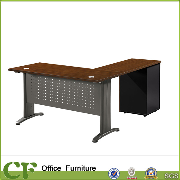 Metal Leg Modern Office Desk with Side Table
