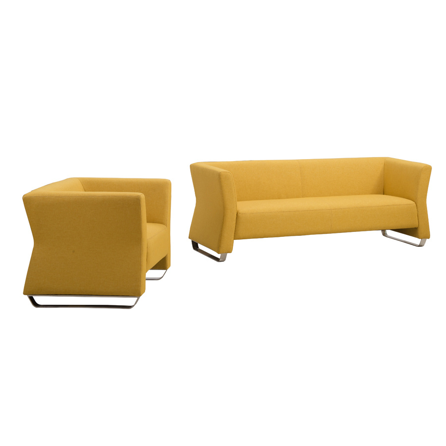 Leisure Style Fabric Office Sofa with Stainless Steel Feet