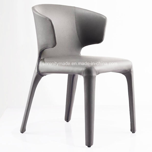 Modern Style Grey Leather Stackable Office Chair with Arm Rests