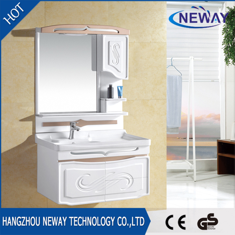 PVC Modern Single Sink Bathroom Mirror Cabinet