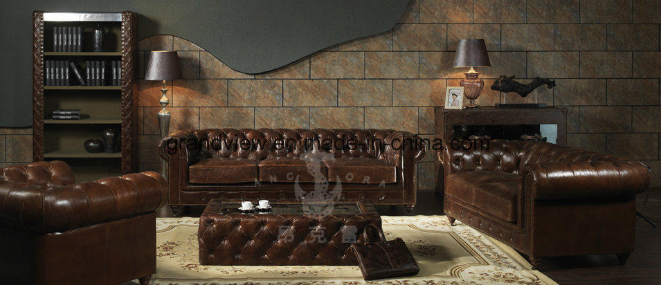 2017 Luxury Furniture Vintage Chesterfield Sofa Italian Leather Sofa Couch