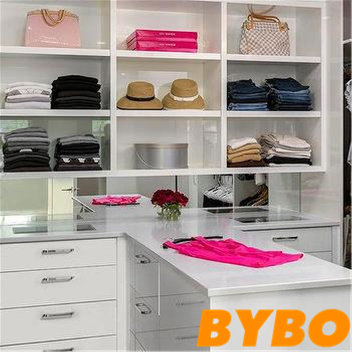 Modern White UV High Gloss Bedroom Wardrobe (BY-W18-33)