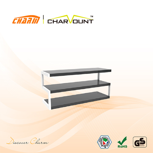 White Moden 2 Tiers Tempered Glass Stand Flat Screen TV Stands