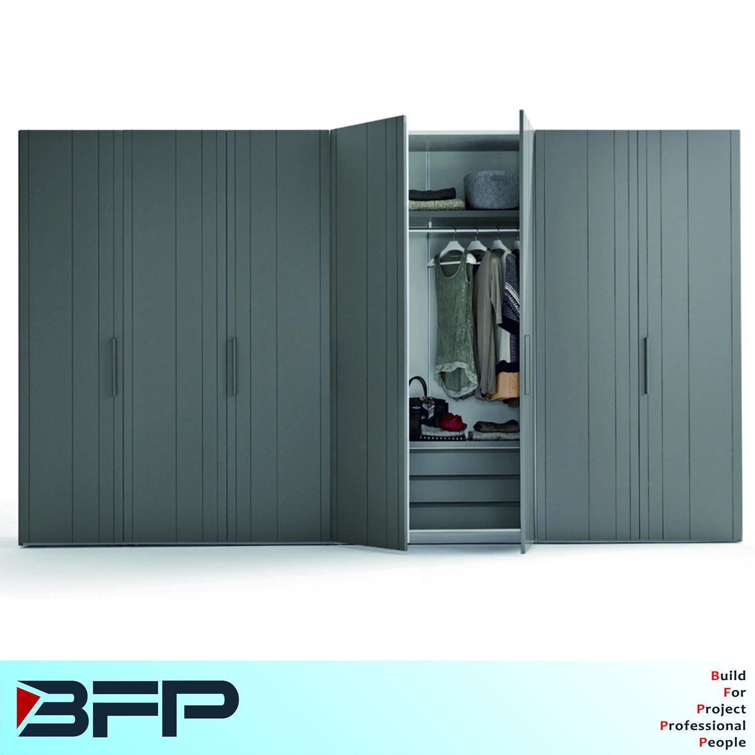 Modern Grey Wardrobe Closet Bedroom Furniture