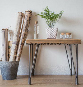 Contracted Solid Wood Living Room Small Square Table The Table Custom Wooden Table to Restore Ancient Ways, Wrought Iron (M-X3388)
