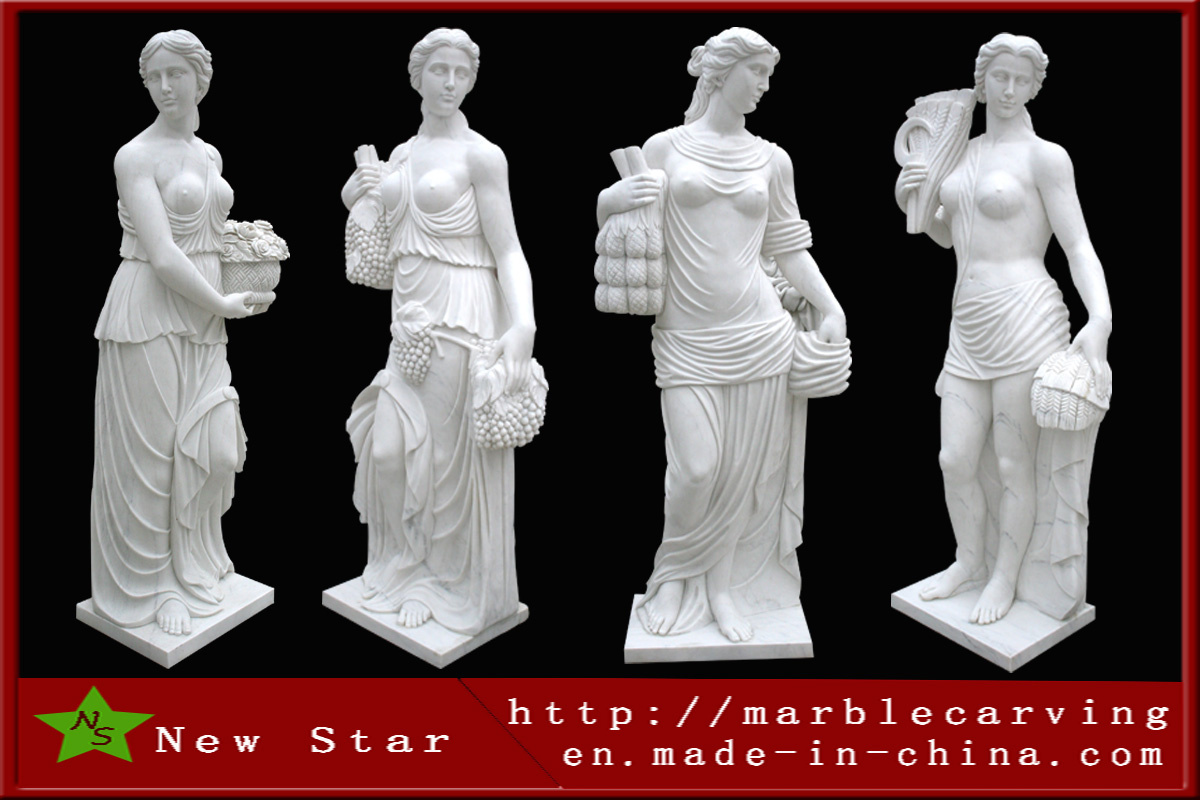 Stone Carving White Marble Female Four Season Sculpture Statues