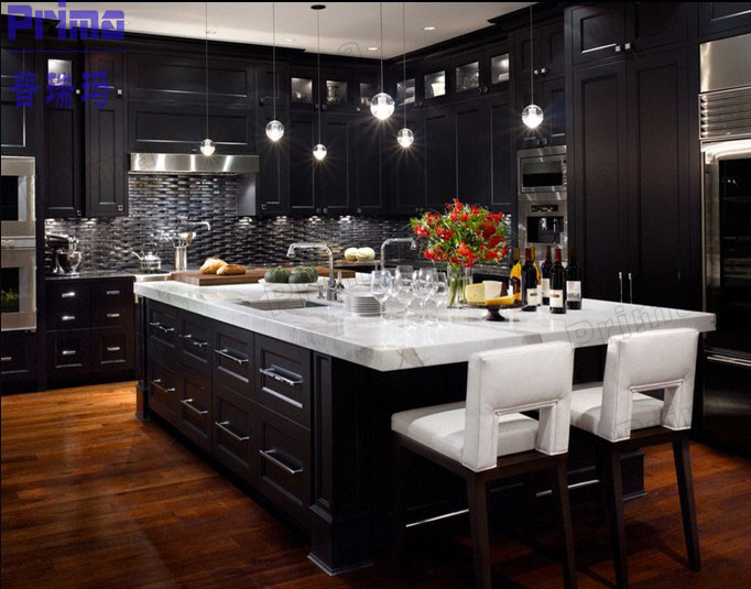 China Home Furniture Modular Kitchen Cabinets Design with Solid Wood Door