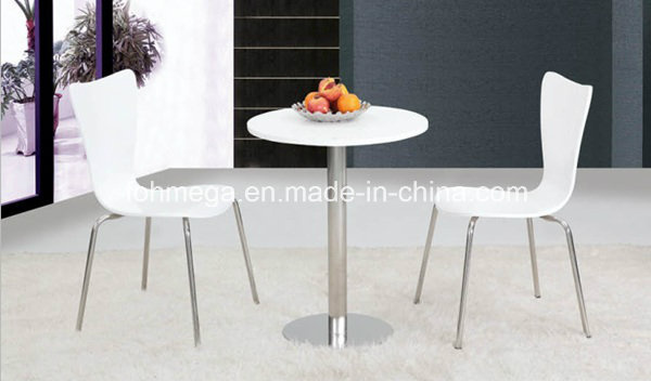 Cafe Furniture Stainless Steel Base Round White Table (FOH-BC33)