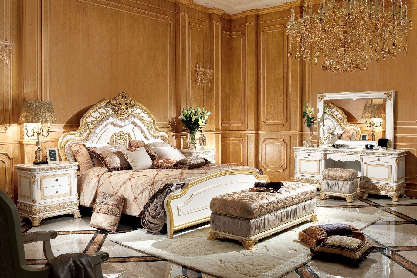 0062-1 European Classic King Size Bed for Bedroom Furniture Set