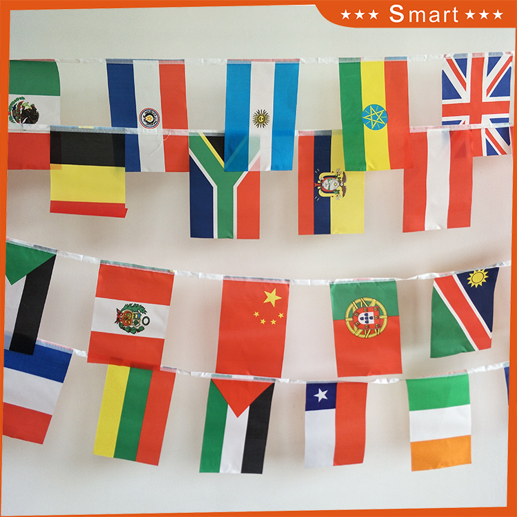 Factory Supply 20*30cm Custom Decoration Hanging String Triangle PE Bunting Flag