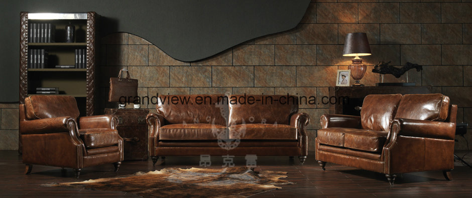 2017 American Style Classical Leisure Antique Leather Sofa Love