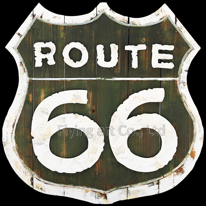 Rout 66 Acrylic Wood Base Metal Oil Painting