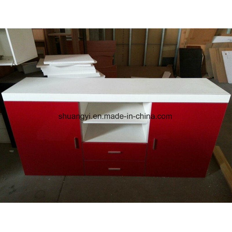 modern Home Furniture High Glossy UV Red Color Wooden Panel TV Cabinet