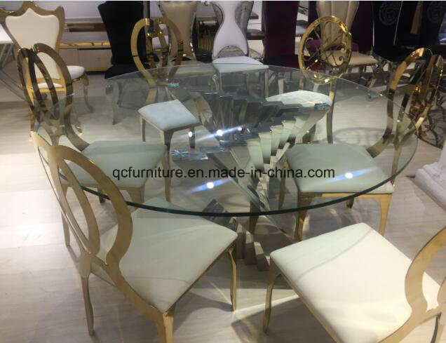 Modern Round Dining Table Stainless Steel Base