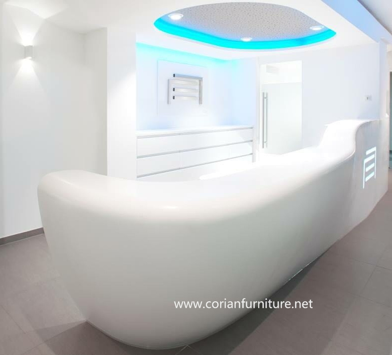 Elegant Ice White Solid Surface Office Desk Front Table