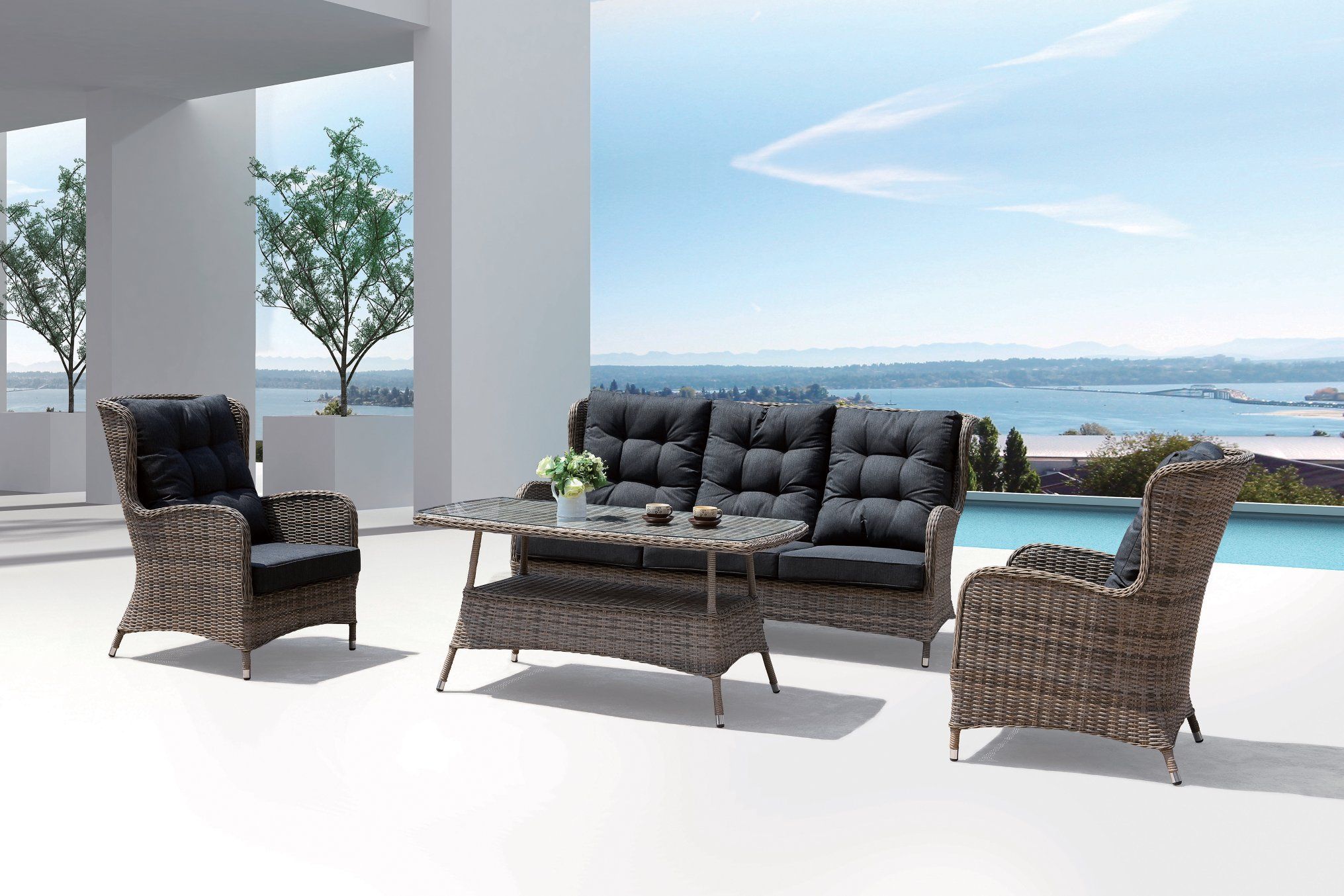 Garden Patio Rattan Sofa Bellezona Lounge Home Hotel Office Outdoor Sofa Set (J651)