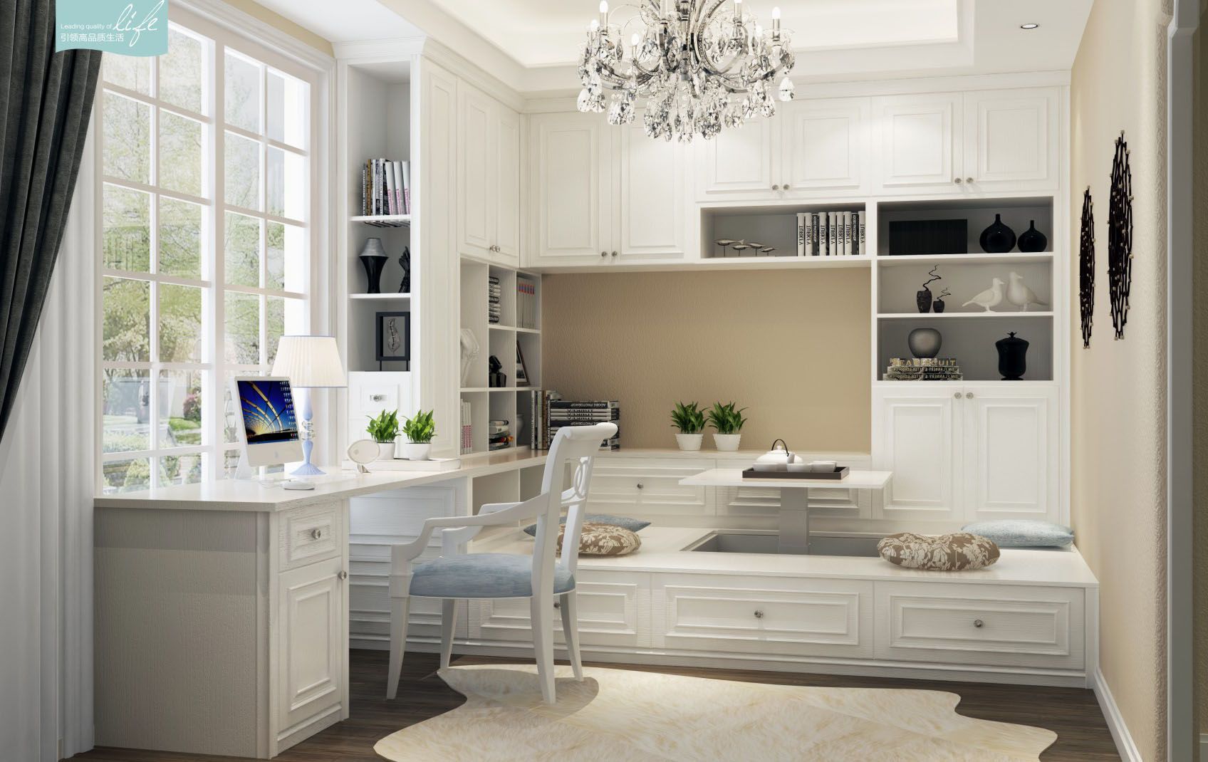 Classical Design Book Cabinet+Tatami Bed for Bedroom Furniture (V4-BK001)