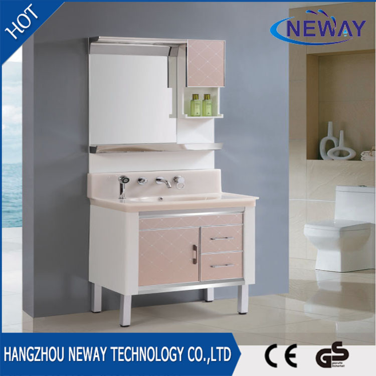 PVC Washbasin Floor Stand Bathroom Mirror Cabinets
