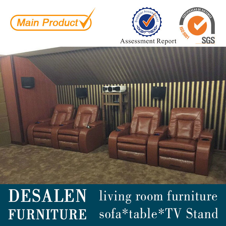 Brown High Quality Home Theater Recliner Leather Sofa (G038)