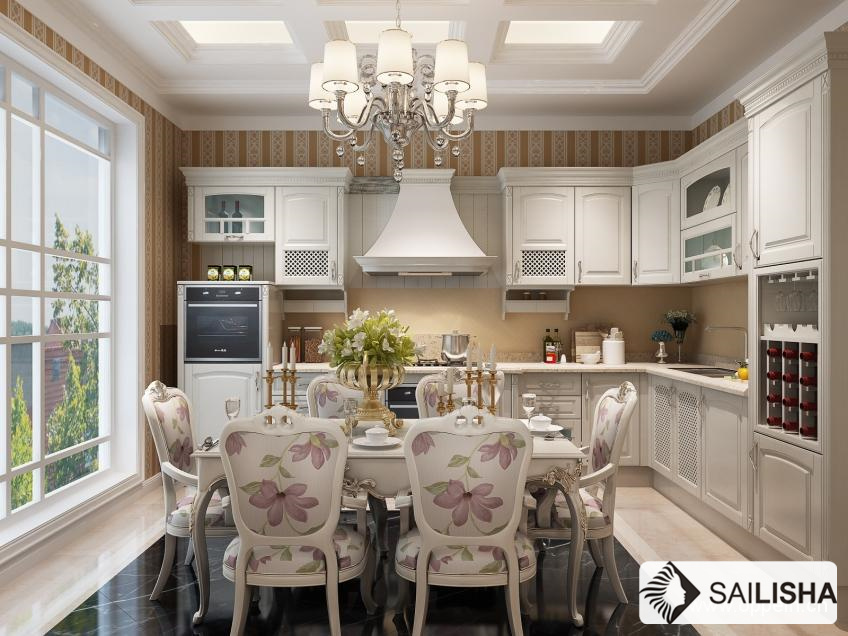Modern Home Hotel Furniture Island L Shape Wood Kitchen Cabinet