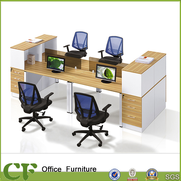 4 Person Straight Workstation Partition Desk with Filing Cabinet