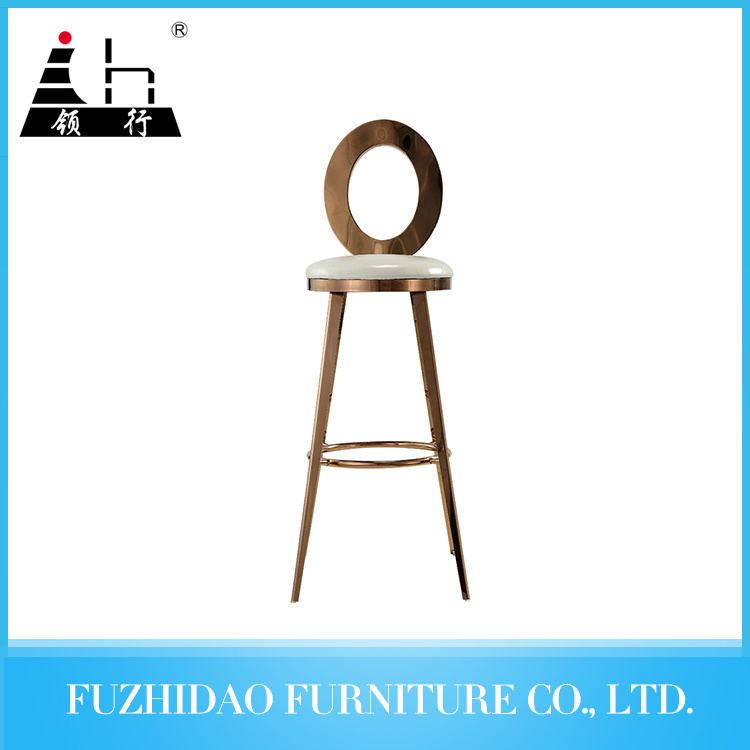 Inifinity Rose Gold Metal High Bar Chair with Cushion
